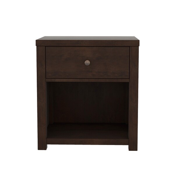 Vintage Aesthetic 1 Drawer Solid Wood Nightstand Sofa End Table In Rich Brown (Nightstand Of Freely Configurable Bedroom Sets)