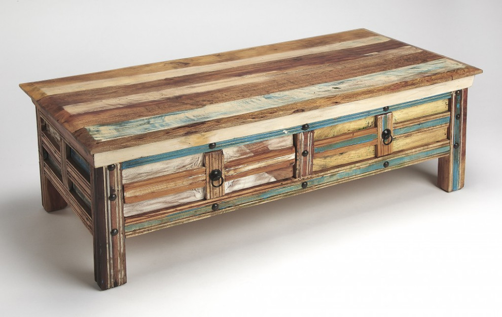 Rustic Painted Coffee Table   Farmhouse   Coffee Tables   by HomeRoots  Houzz