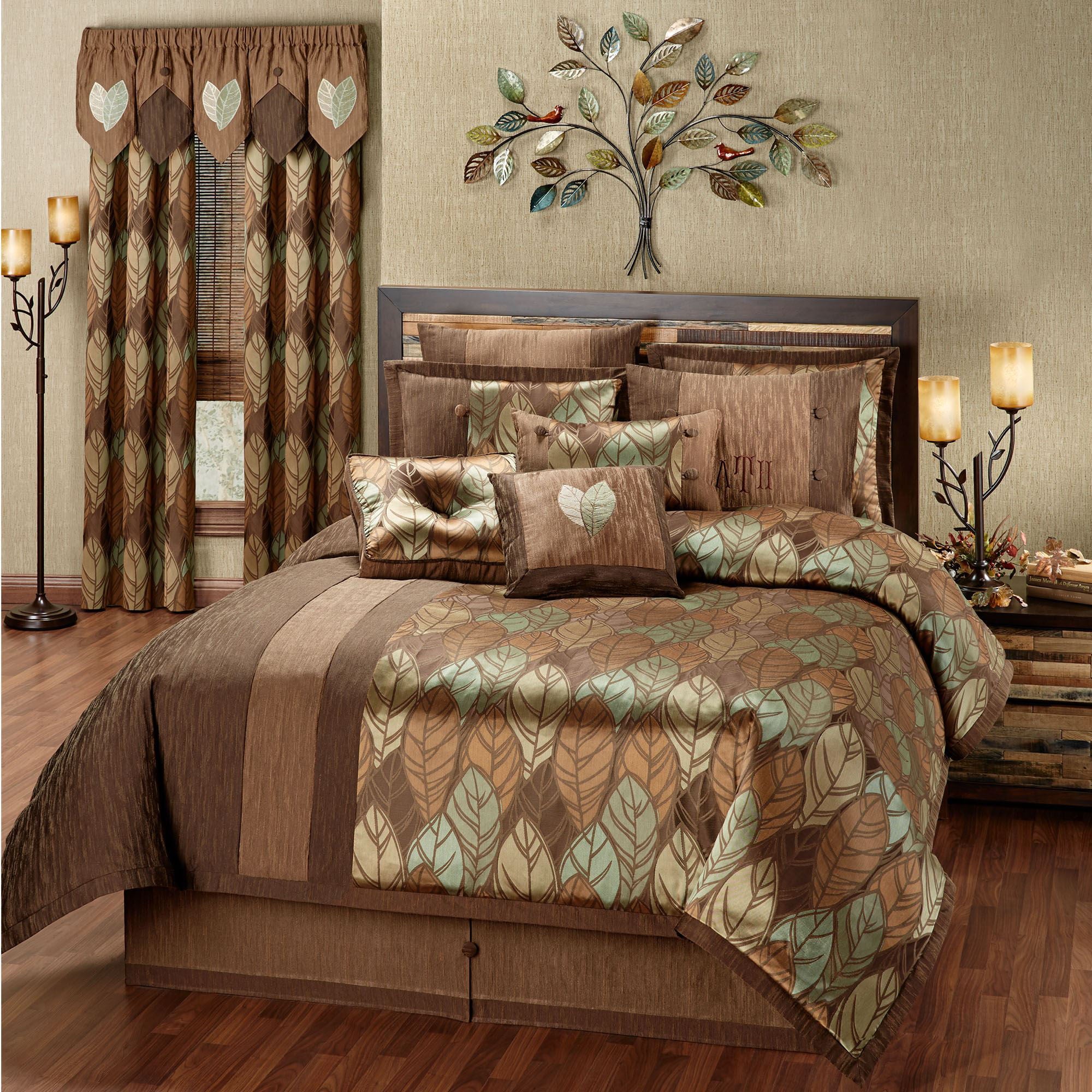 Urban Leaves Oversized Polyester Comforter Set Multi Warm Comforter Set Queen