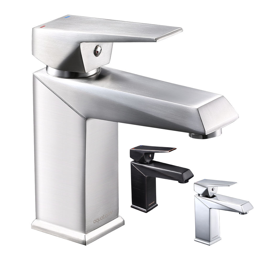 Aquaterior Bathroom Sink Faucet Square 1-Handle Cold & Hot, 7