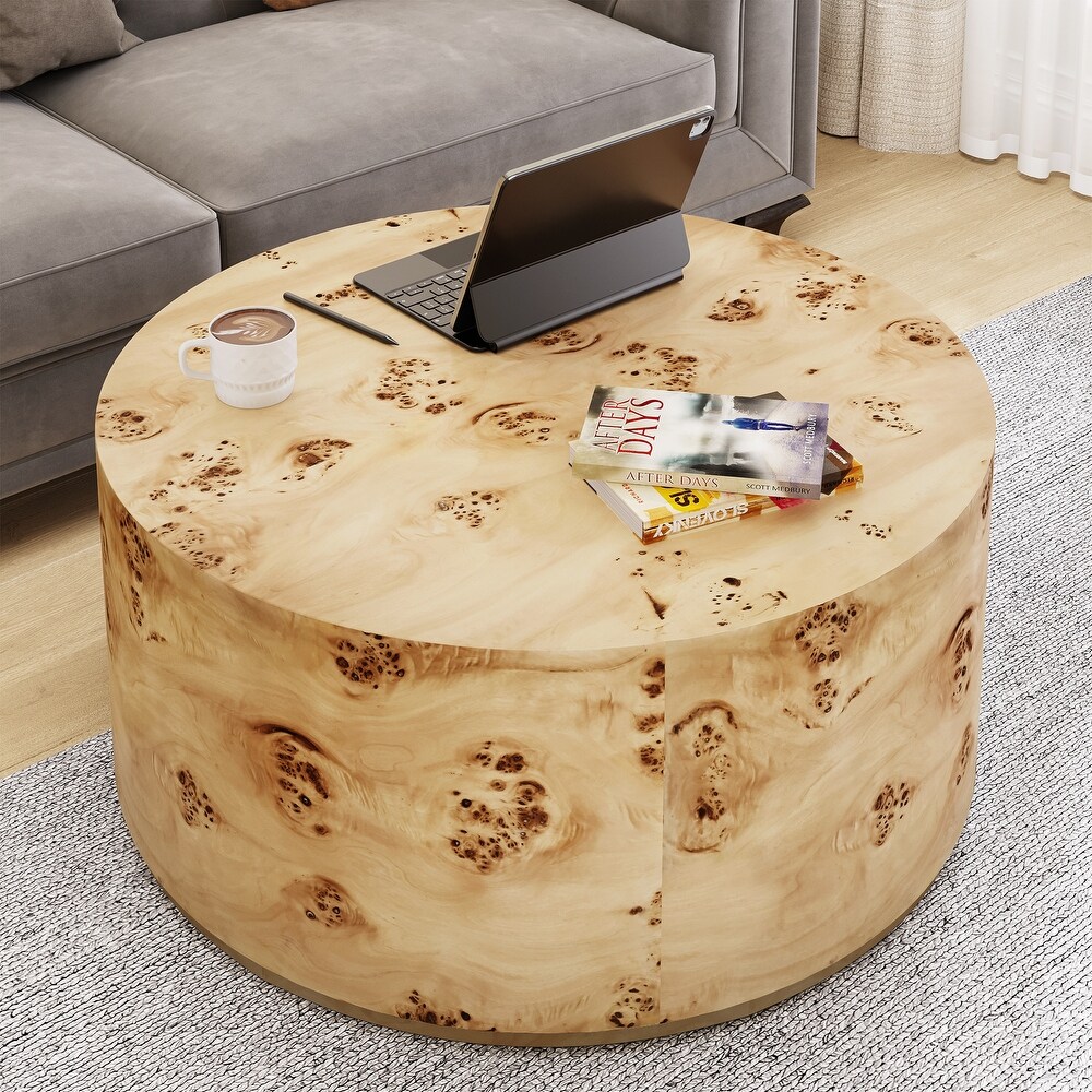 Modern Round Tree Burls Wood Coffee Table   35\