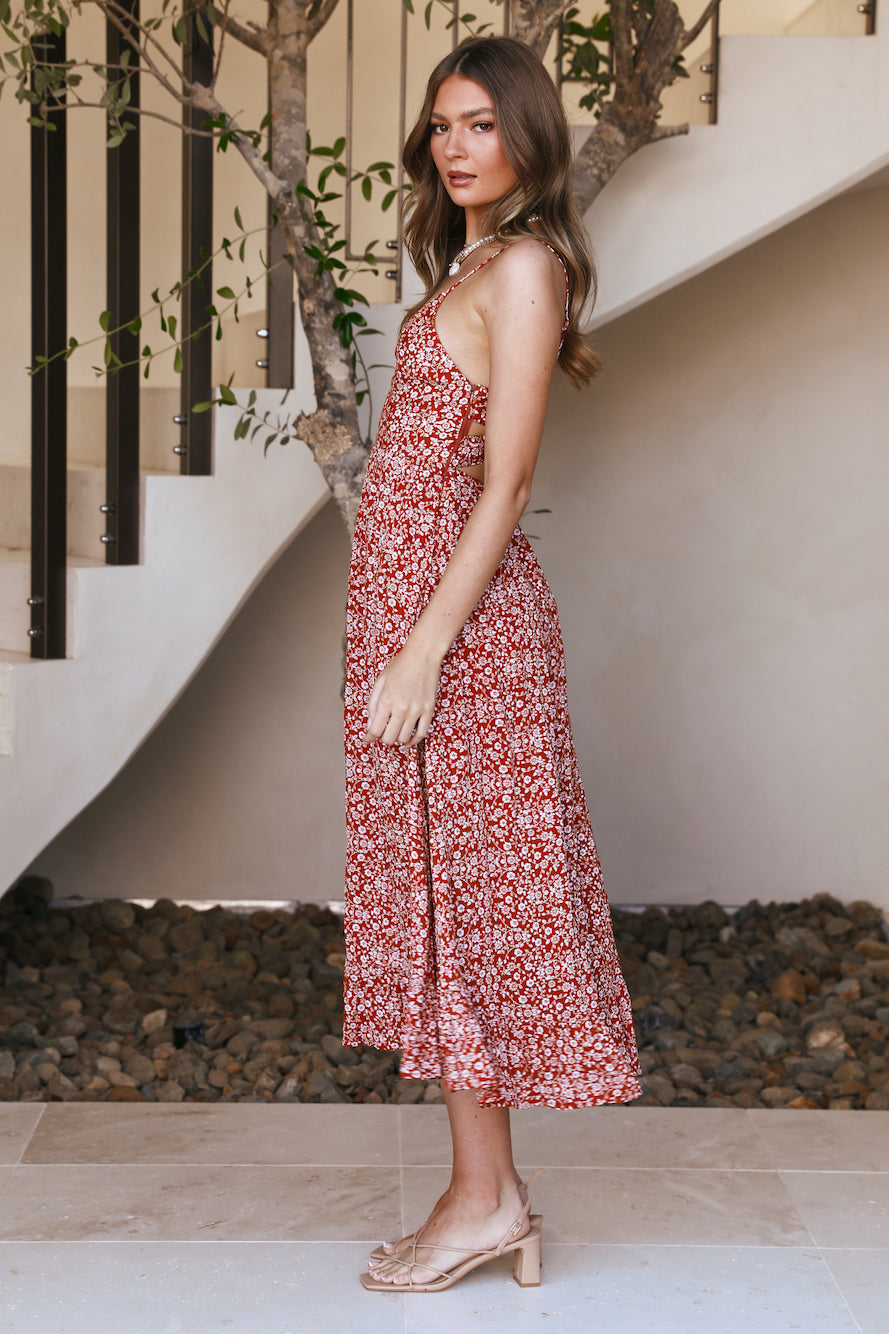 Sit Down Maxi Dress Rust