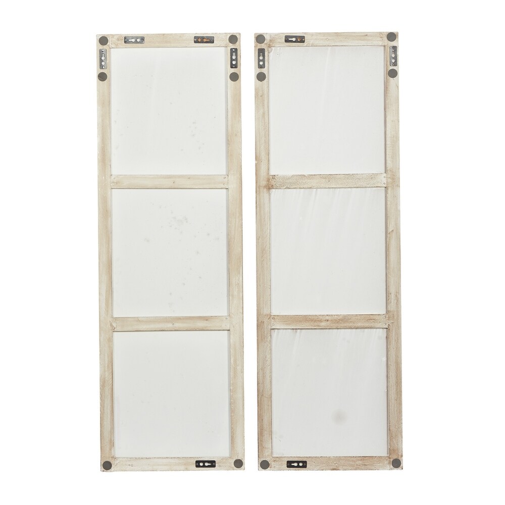 White Wooden Intricately Carved Geometric Wall Decor (Set of 2)