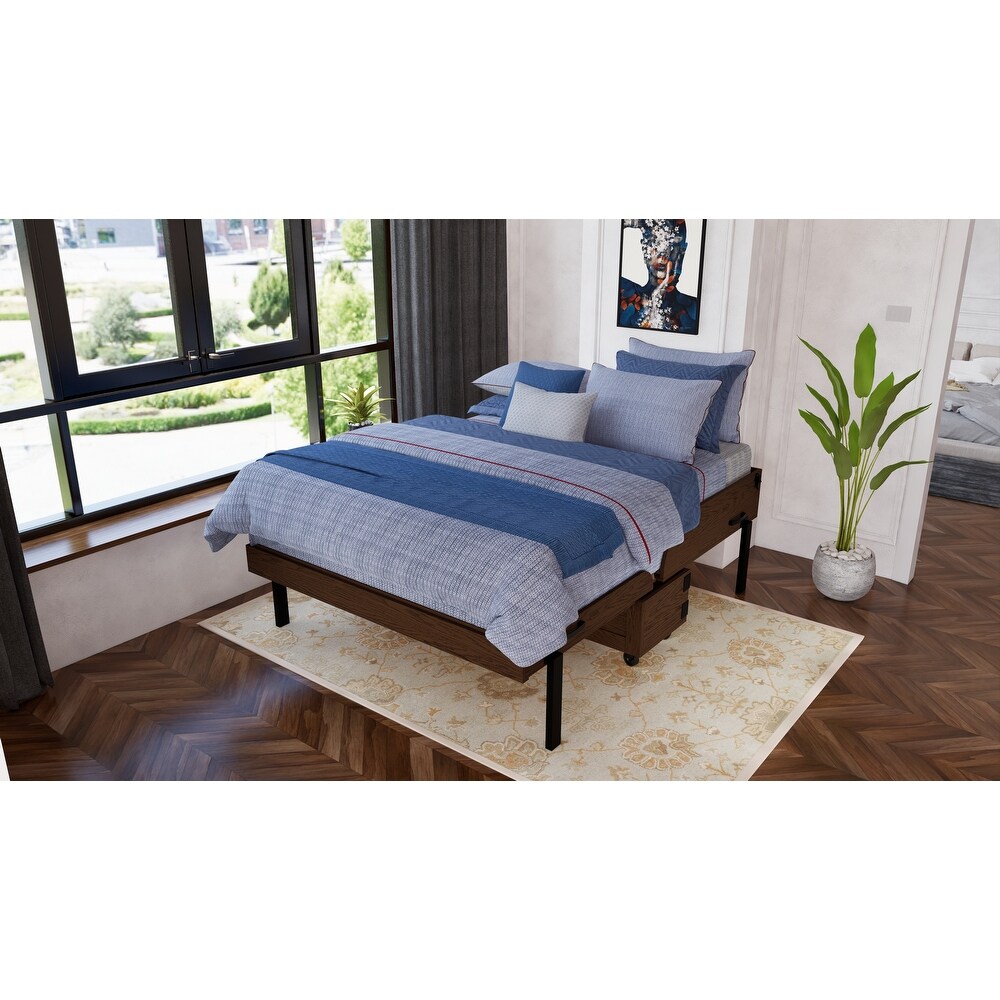 London Queen Solid Wood Rolling Cabinet Bed with Mattress