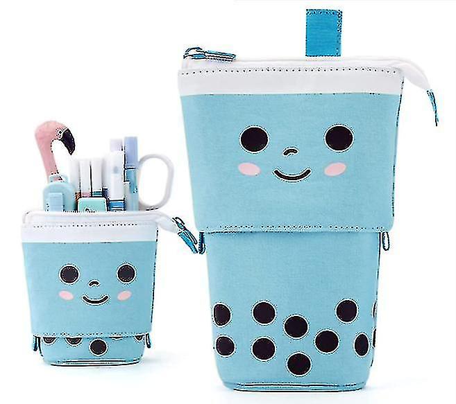 Fold Standing Pencil Case Pen Holder Makeup Pouch Cosmetics Bag Statio