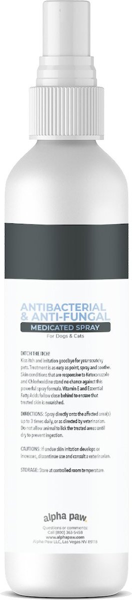 Alpha Paw Antibacterial and Antifungal Medicated Dog and Cat Spray， 8-oz bottle