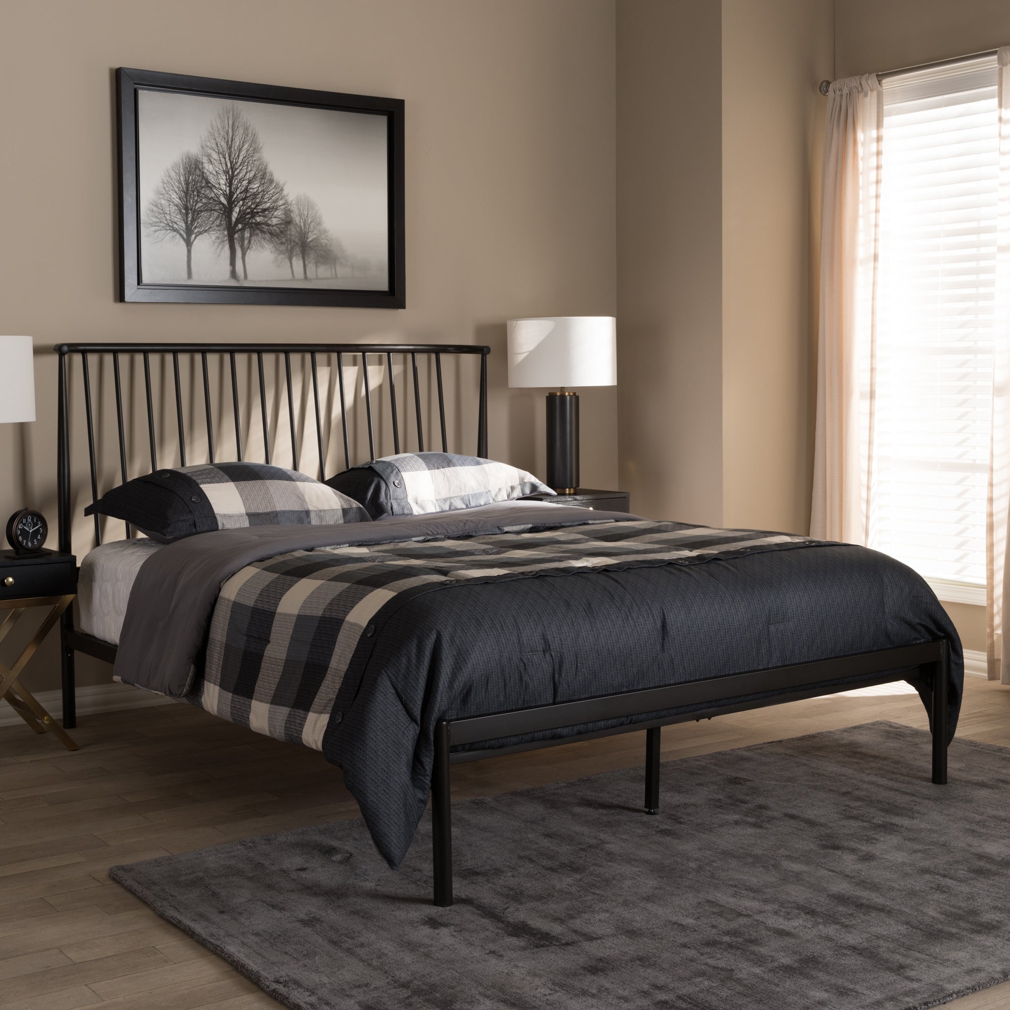 Baxton Studio Sabine Modern and Contemporary Black Finished Metal Platform Bed, Full