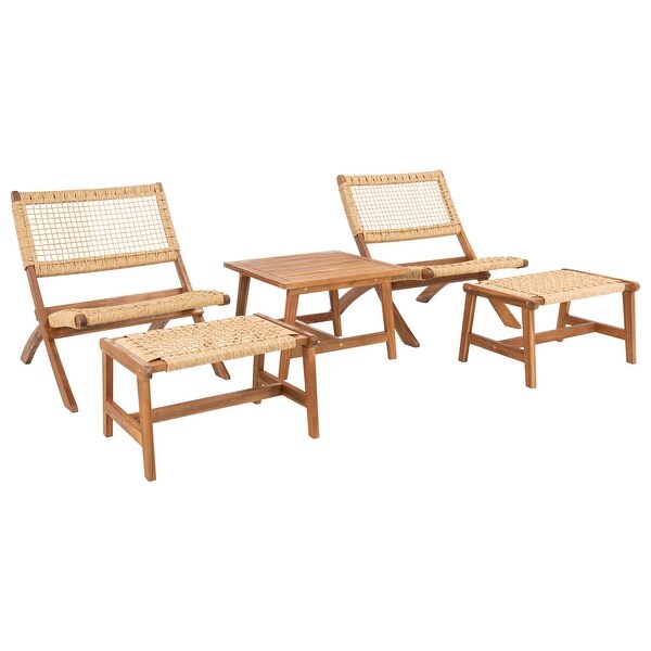 SAFAVIEH Casella Acacia/ Rope Outdoor Chair and Table Set