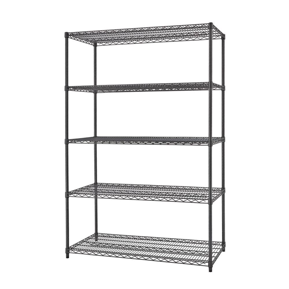 TRINITY PRO Black 5-Tier Steel Wire Garage Storage Shelving Unit (48 in. W x 72 in. H x 24 in. D) TBFPBA-0926