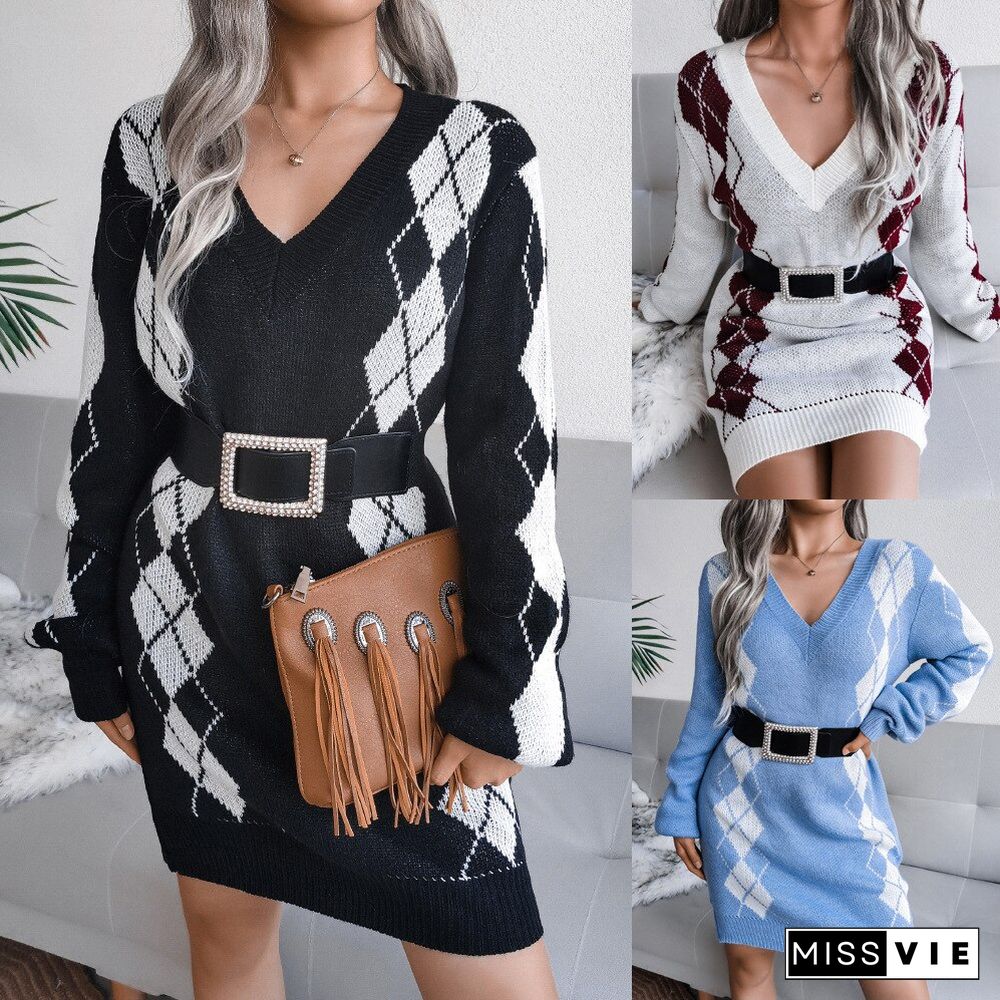 Women's Knitted Dress Long Sleeve V Neck Y2k Bodycon Dress Women Slim Sexy Party Mini Dress Vestido Feminino