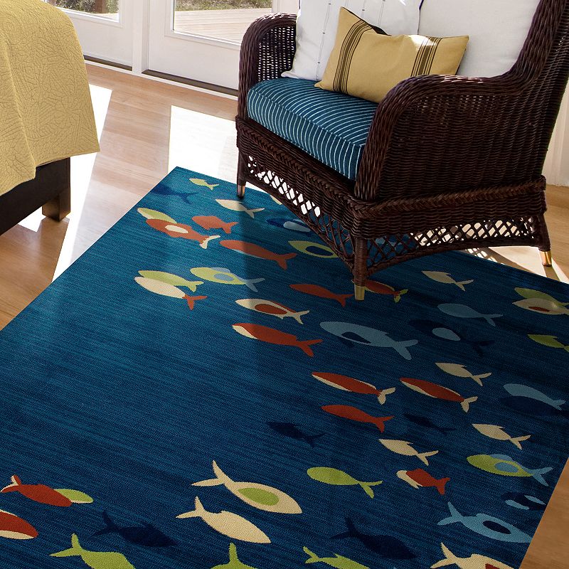 Art Carpet Oceanside Fish School Indoor Outdoor Rug