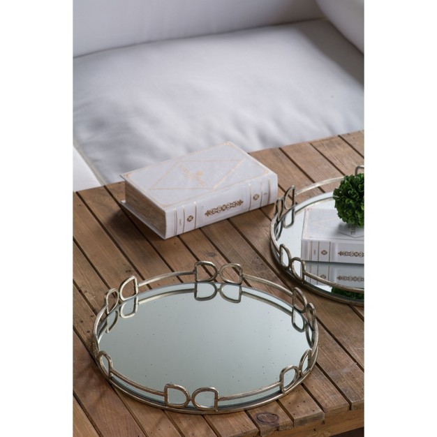 Round Decorative Tray With Mirrored Finish