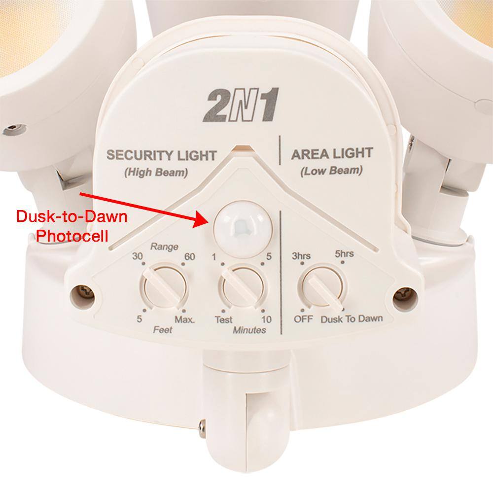 ETi 3-Head White Motion Activated Outdoor Integrated LED Flood Light Security Light 1800 to 3600 Lumen Boost (4-Pack) 514032120-4PK