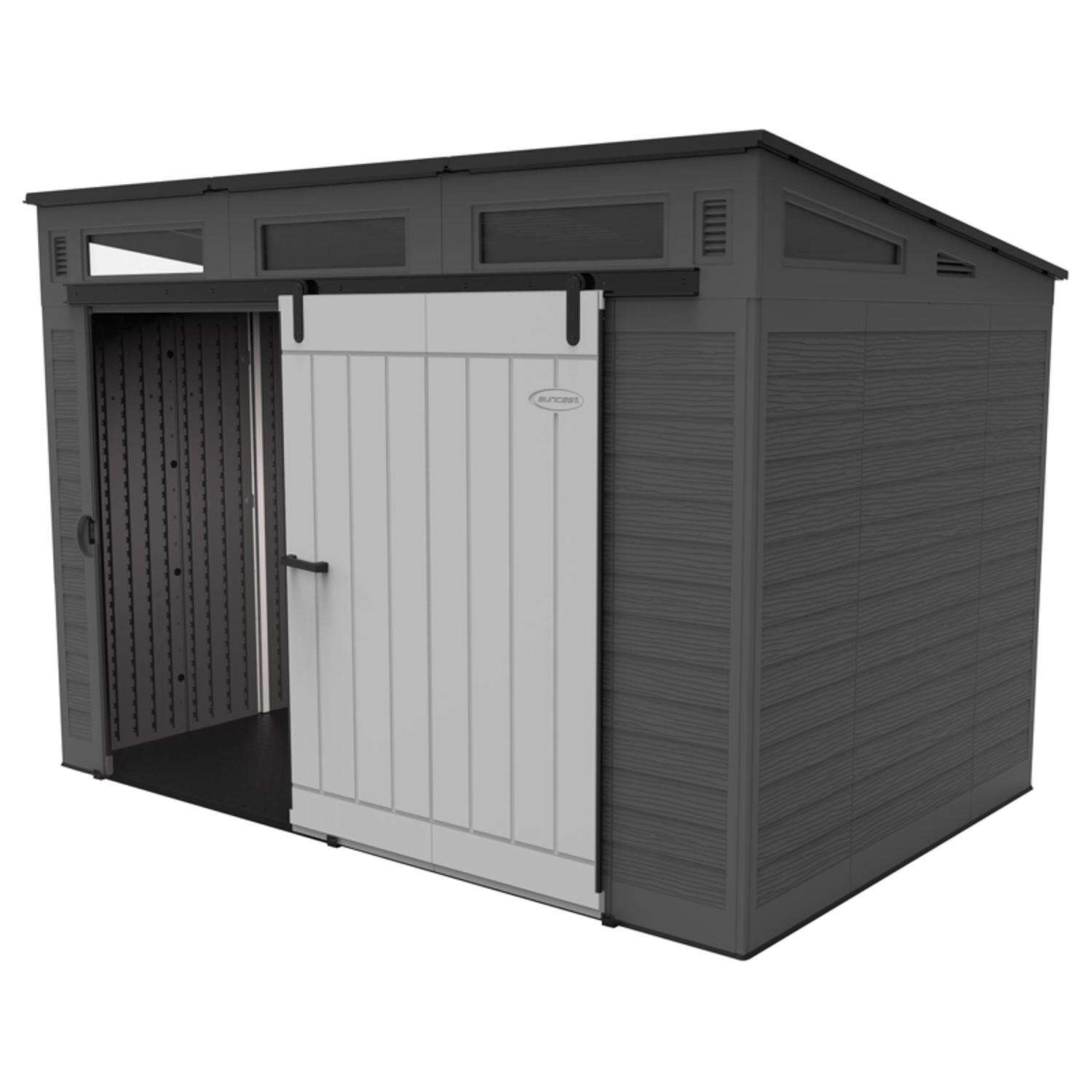 Suncast 10 ft. x 7 ft. Resin Horizontal Barn Storage Shed with Floor Kit