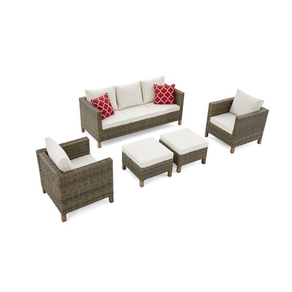 5Piece Outdoor Wicker Patio Conversation Set