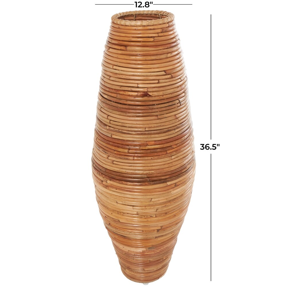 Brown Rattan Handmade Tall Wrapped Vase