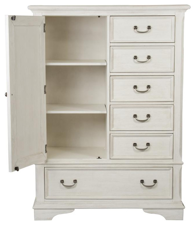 Gentleman  x27s Chest  Antique White Finish with Heavy Wire Brush   Traditional   Accent Chests And Cabinets   by ShopLadder  Houzz