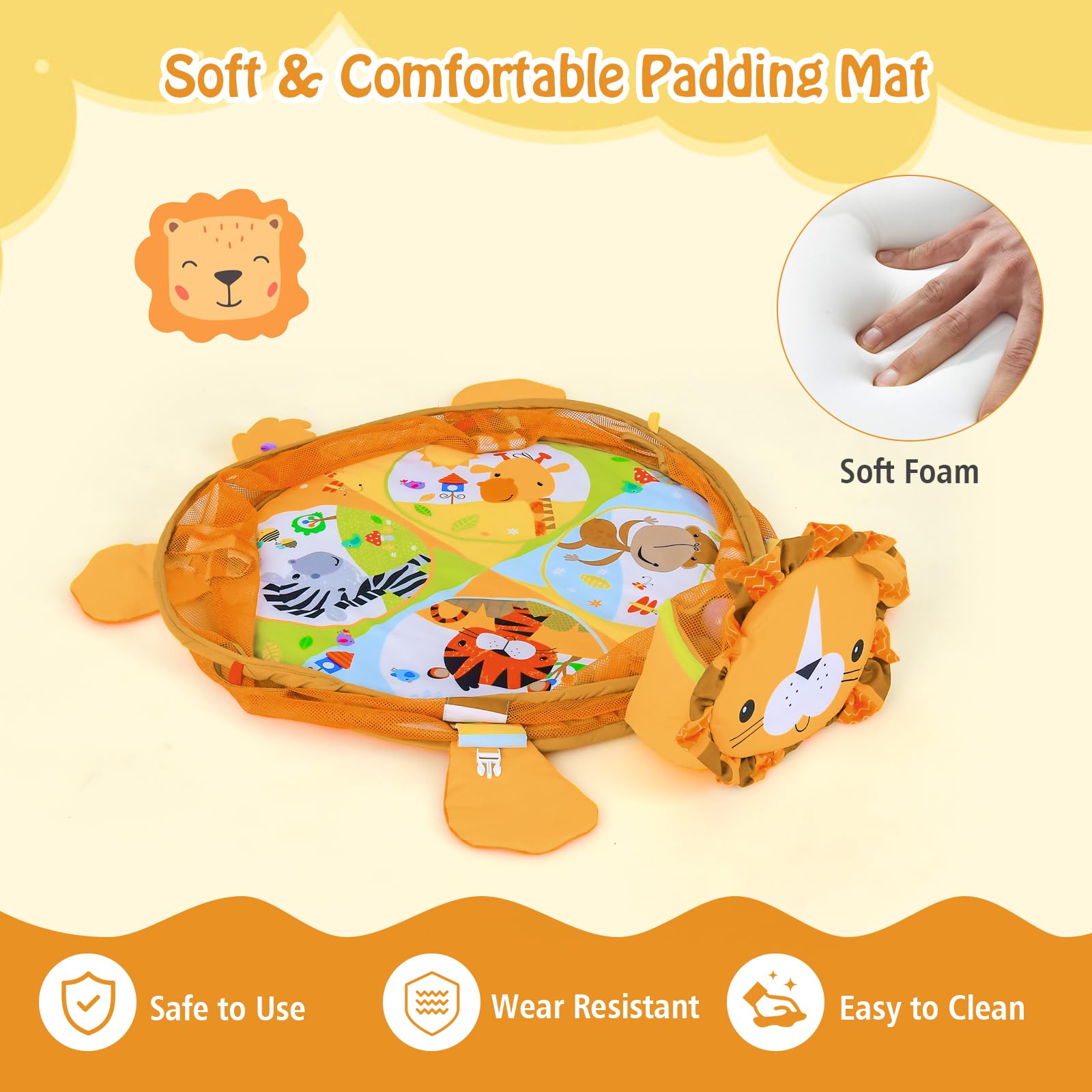 BABY JOY Baby Play Gym, 4-in-1 Baby Play Center w/Soft Padding Mat & Arch Design