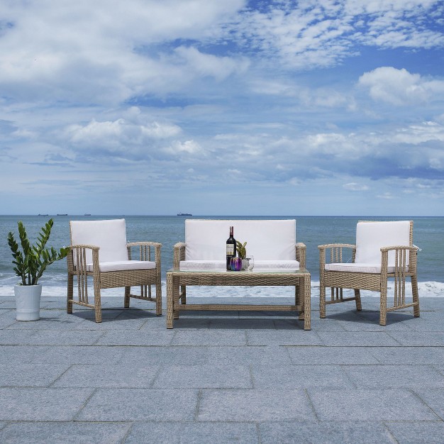 Reslor 4 Piece Patio Outdoor Living Set Safavieh