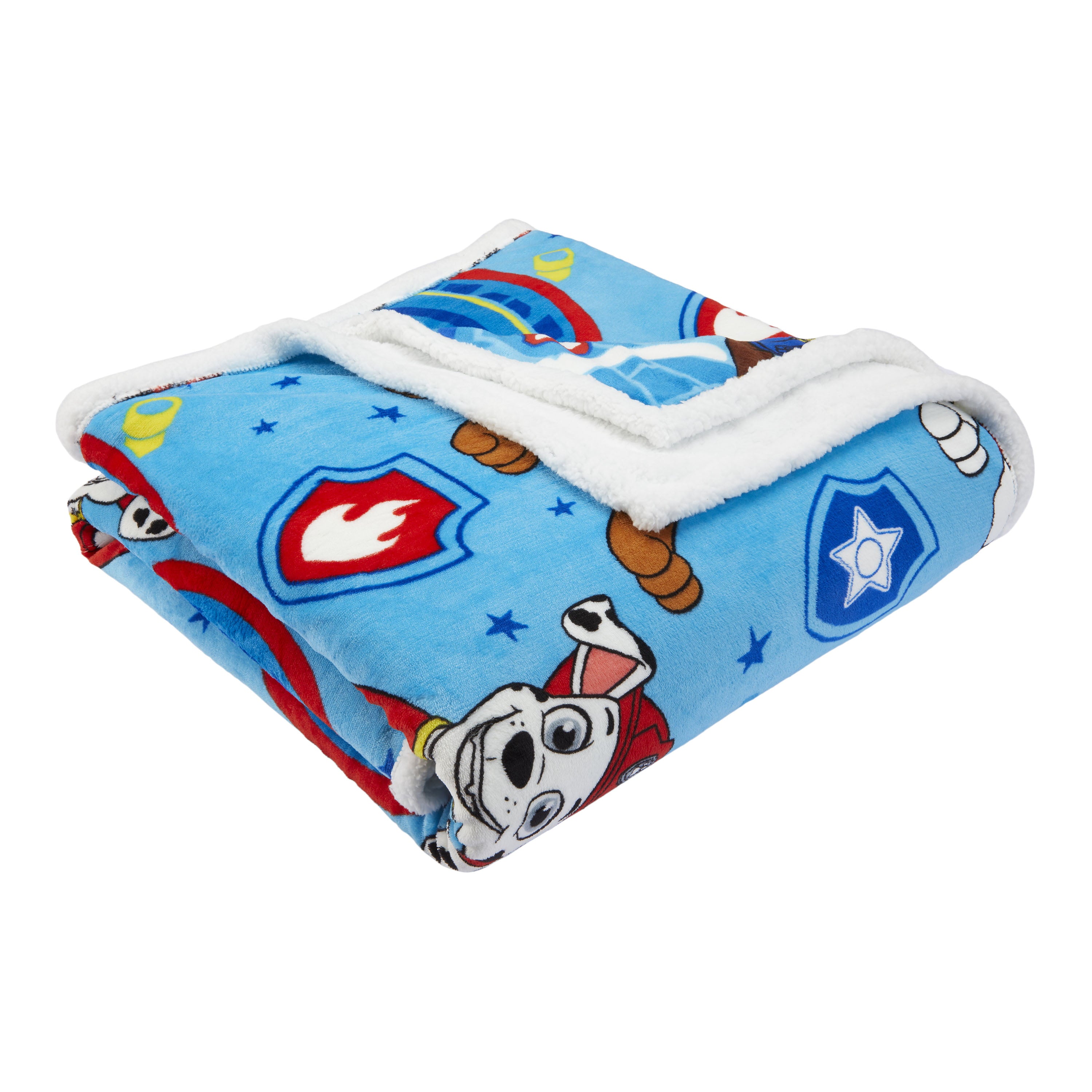 PAW Patrol Kids Blanket， Twin/Full， Plush with Sherpa Reverse， 60 x 90， Blue， Nickelodeon