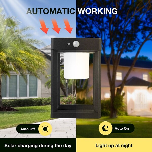 Solar Outdoor Light Dusk to Dawn Wall Lantern LED Solar IP44 Motion Sensor 2216 - Black Shopping - The Best Deals on Outdoor Wall Lanterns | 41428669