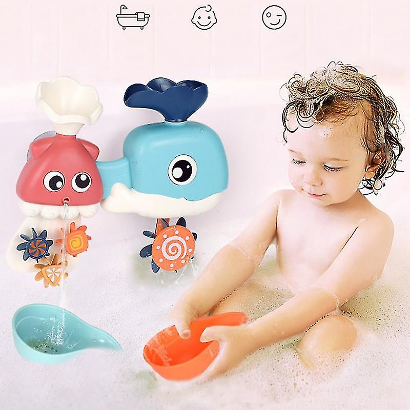 Baby Kids Shower Toys Set Whales And Octopus Funnel Bath Toys For Bathroom