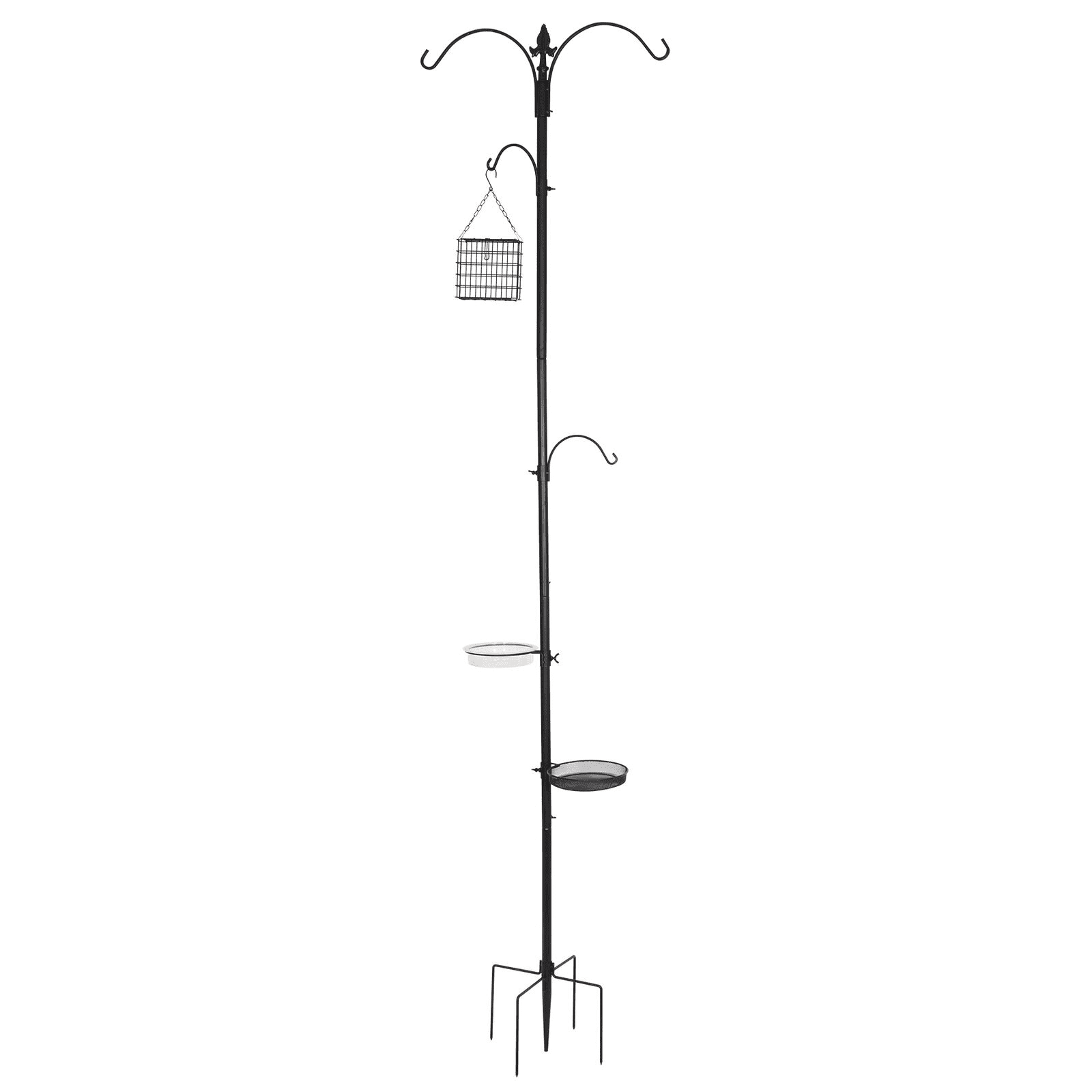 ZenStyle Bird Feeder Station Kit Bird Feeder Pole for Outside with Hangers 5 Prongs Design Black