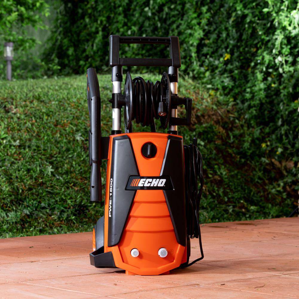 ECHO 1800 PSI 1.3 GPM Cold Water Corded Electric Pressure Washer with 20 Foot Hose on Integrated Hose Reel and 2 Nozzle Wands PWE-1800