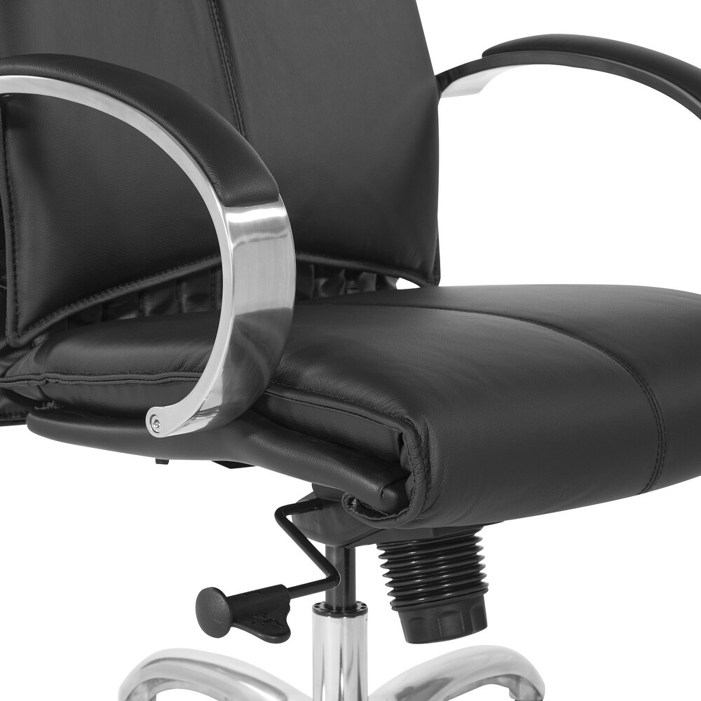 Deluxe Mid Back Executive Black Leather Chair