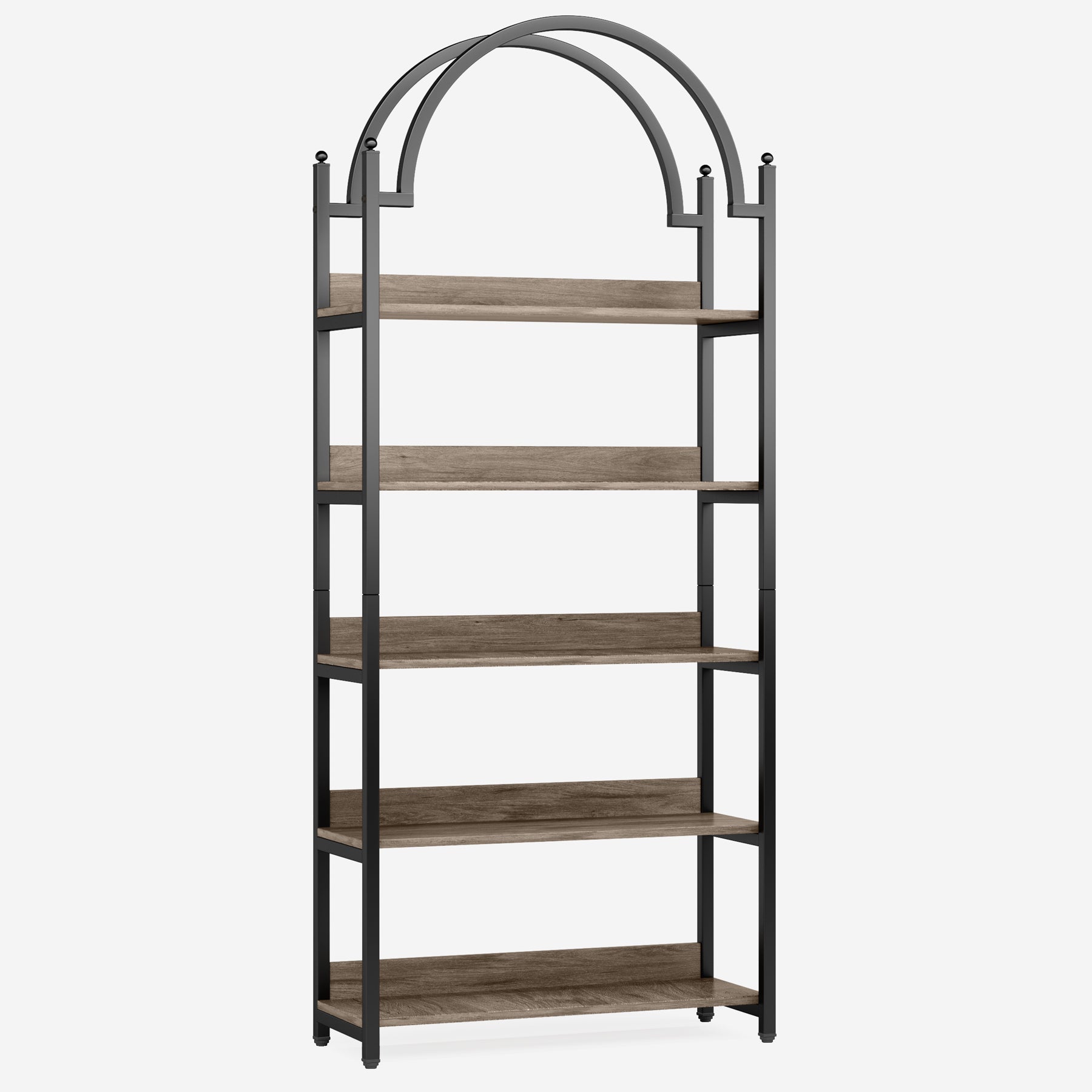 5-Shelf Bookshelf, 72.44 Arched Etagere Open Bookcase