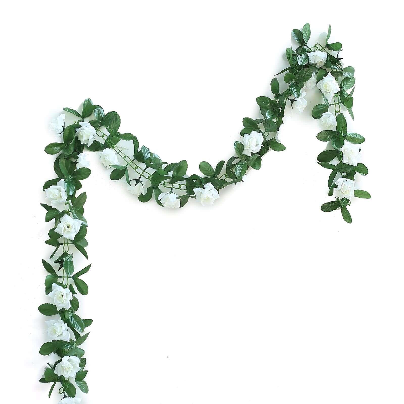 Cream Artificial Silk Rose Garland UV Protected Flower Chain 6ft