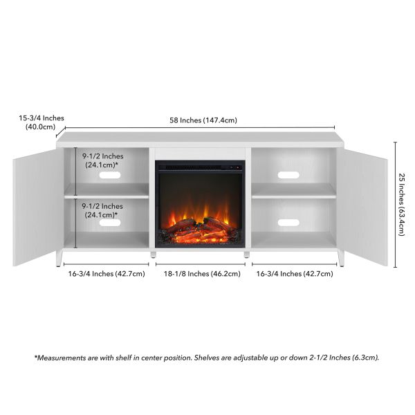 Jasper Rectangular TV Stand with Log Fireplace for TV's up to 65