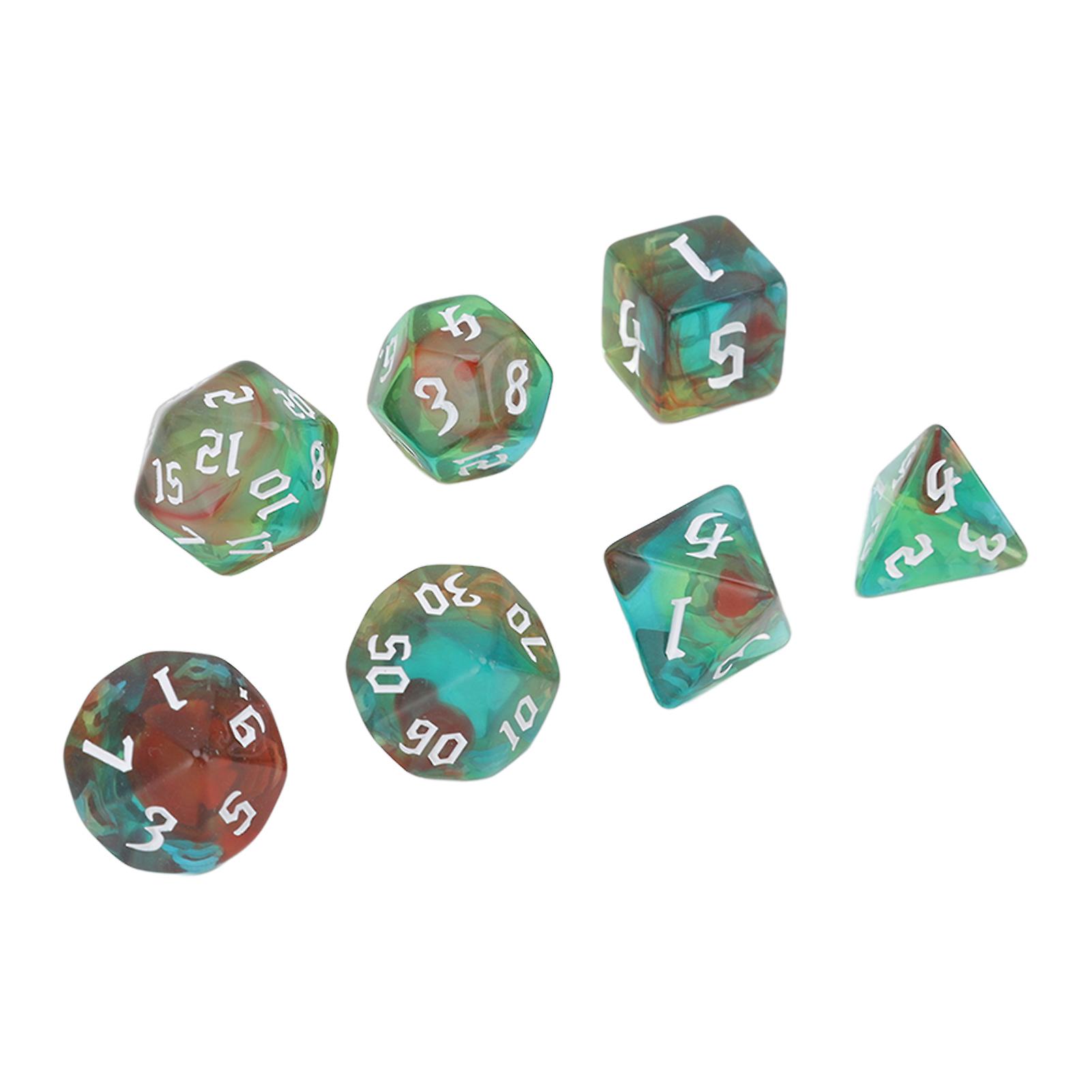 7PCS Polyhedral Number Dice Set Acrylic Table Board Game Dice Toys Waterproof Wear Resistant Type 5