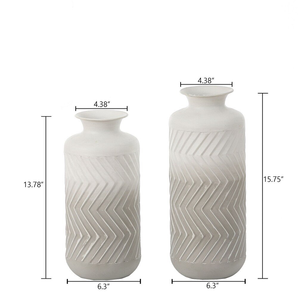 Grey and White Metal Bottle Vases (Set of 2)