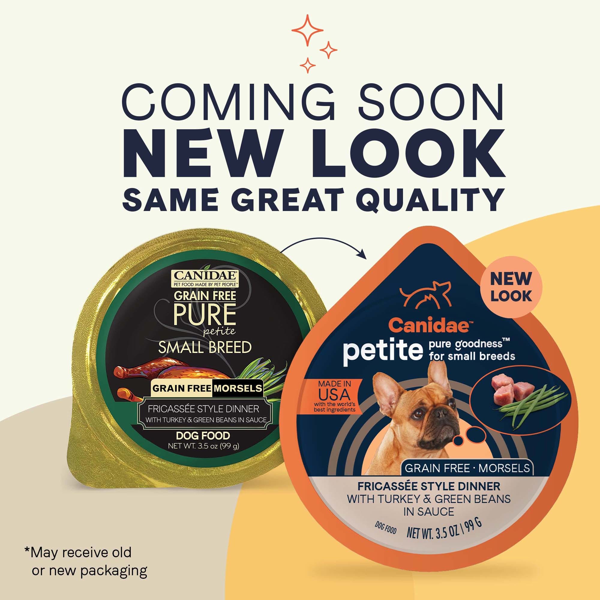 Canidae PURE Grain Free Petite Small Breed Fricassee Style Dinner with Turkey  Green Beans Wet Dog Food， 3.5 oz.， Case of 12