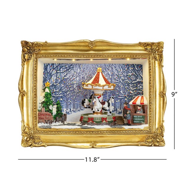 Mr Christmas 90th Anniversary Collection Animated amp Musical Gold Frame Carousel Shadow Box