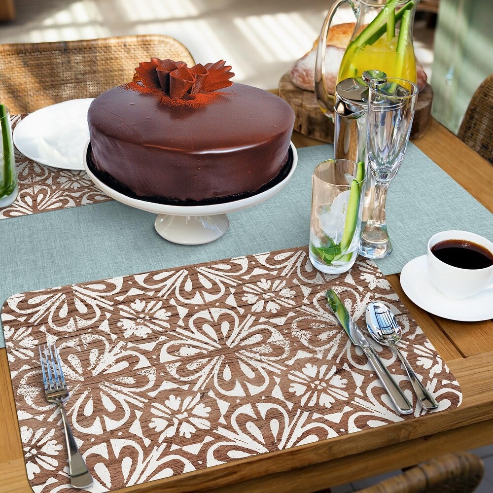 Modern Farmhouse 4 Pack Reversible Easy Care Flexible Plastic Placemats Made in The USA BPA Free Easily Wipes Clean