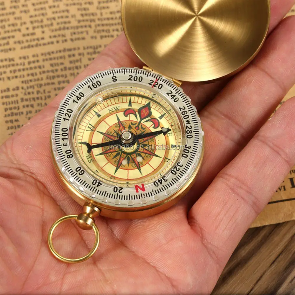 Outdoor Portable Travel Hiking geological Brass Copper Luminous boussole Vintage sundial Brujula Compass Camping gift