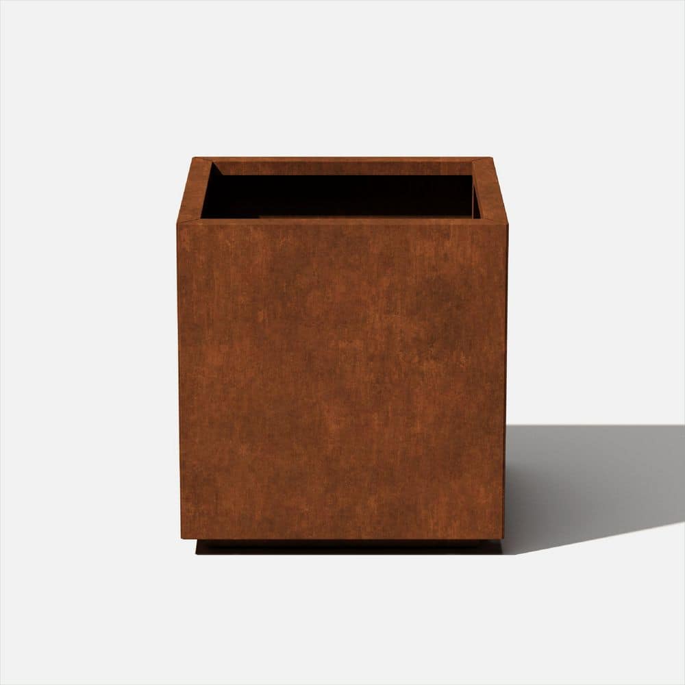 Veradek Rust Corten Cube Medium Steel Metal Square Planter CUVMEDCS