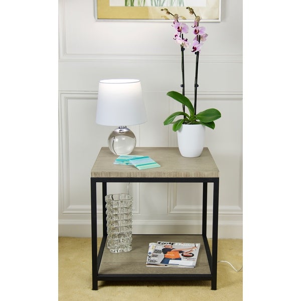 2 Tier Solid Bamboo Steel Frame End Table