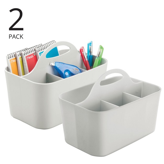 Mdesign Small Plastic Caddy Tote For Desktop Office Supplies