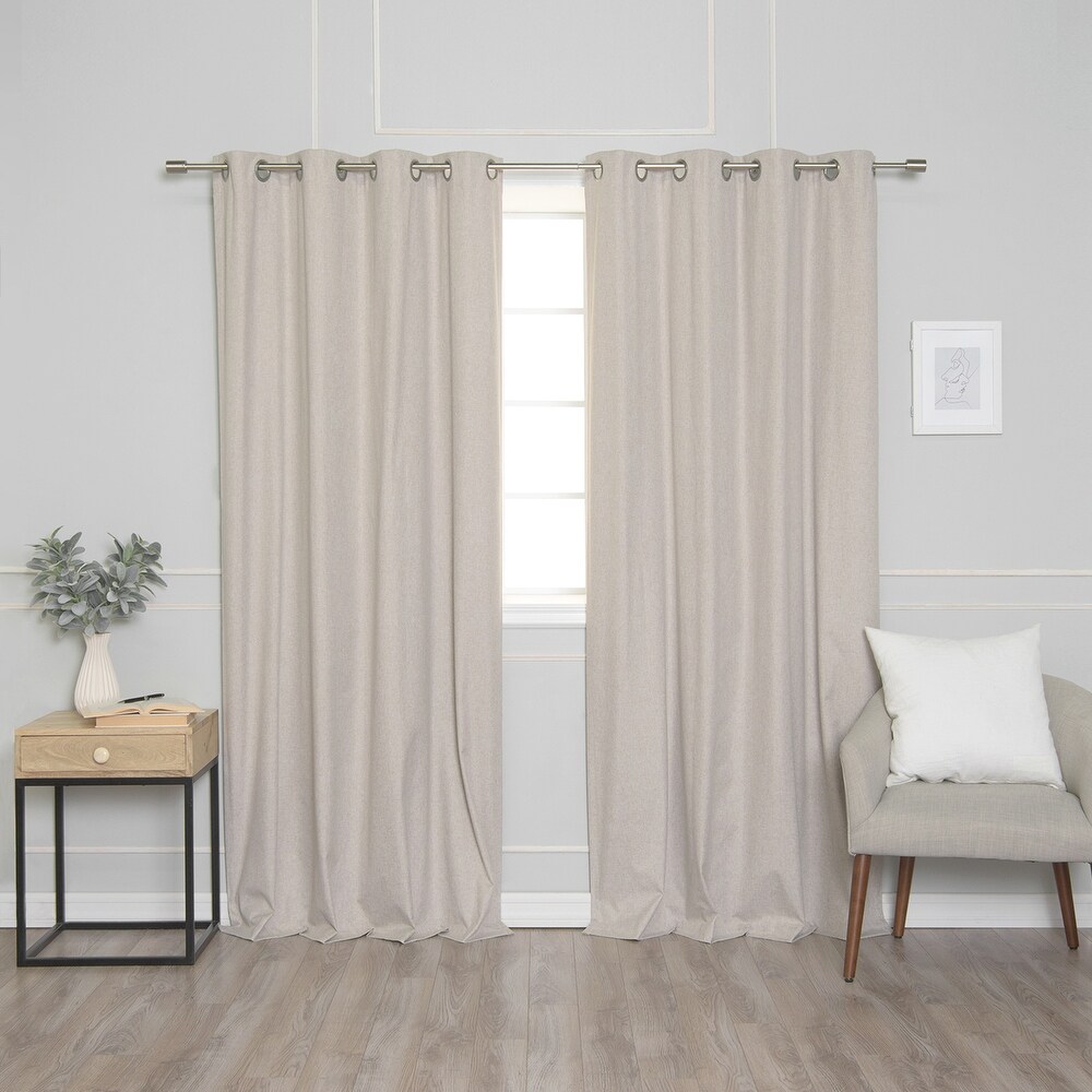 Aurora Home Linen Textured Grommet Thermal Total Blackout Curtain Pair