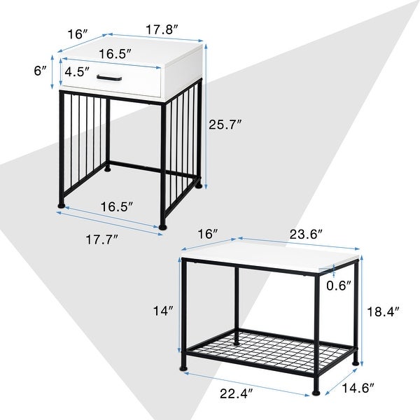 Organnice 2 pcs Side Table With Drawer End Table