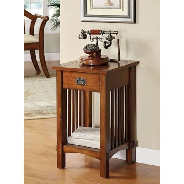 Legacy Decor Mission Style Telephone Stand End Table With Drawer