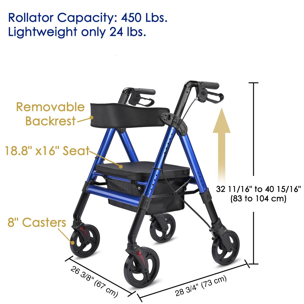 Yescom Rollator Walker with Seat Backrest 8