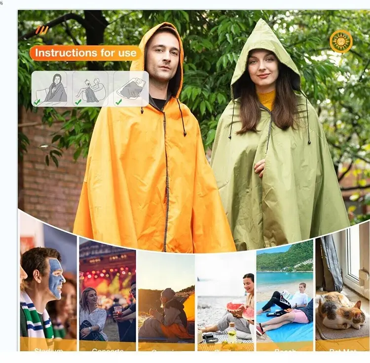 outdoor waterproof wearable hoodie blanket polar fleece lining