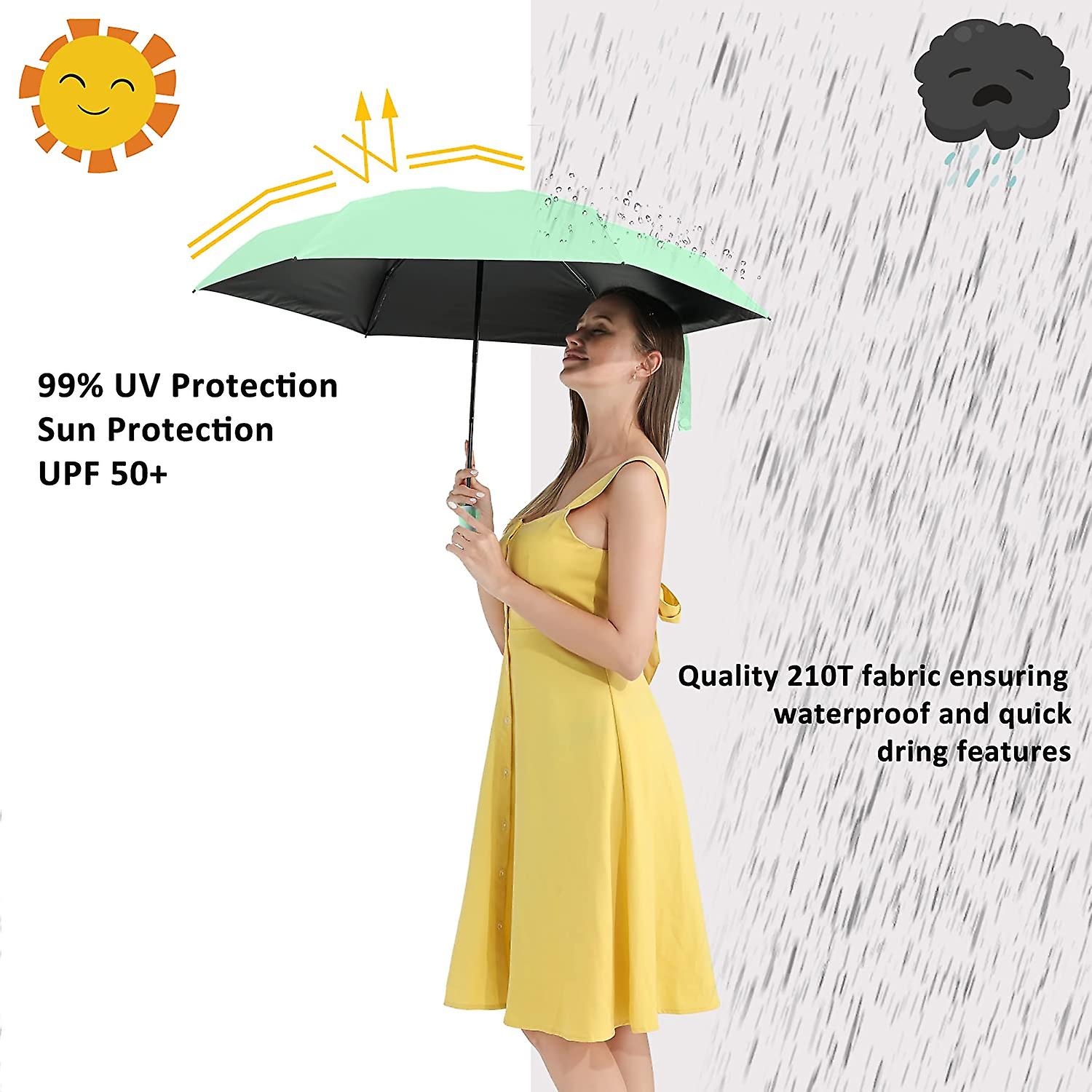 Liangnv Travel Mini Umbrella For Purse With Case small Compact Uv Umbrella Protection Sun lightweight Tiny Pocket Umbrella With Case For Women， Girls