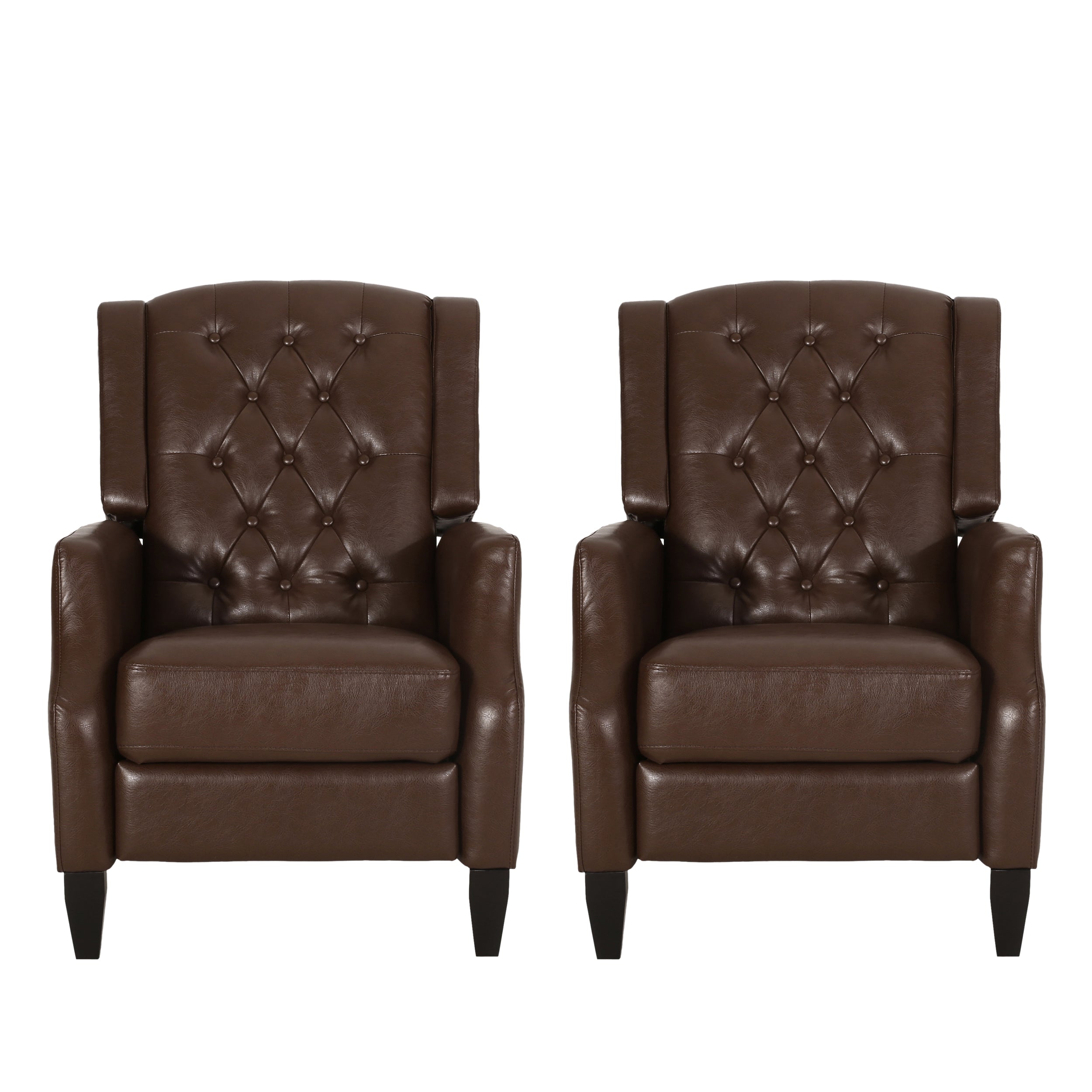 Loubar Contemporary Faux Leather Tufted Pushback Recliners, Set of 2