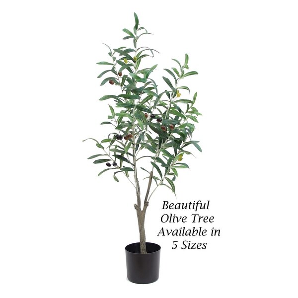 The Mod Greenhouse Faux Green Olive Tree in a Black Matte Planter Pot