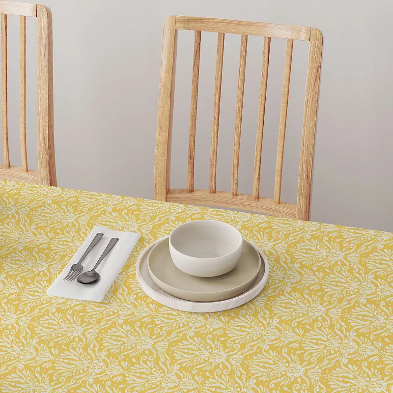 Square Tablecloth， 100% Polyester， 60x60， Yellow Keyhole Damask